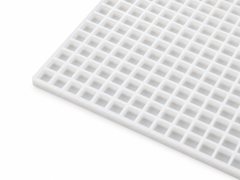 Close-up of 1.5mL square gummy mold cavities in platinum silicone