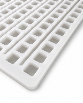 2.3mL universal depositor cube mold with 136 cavities angled view