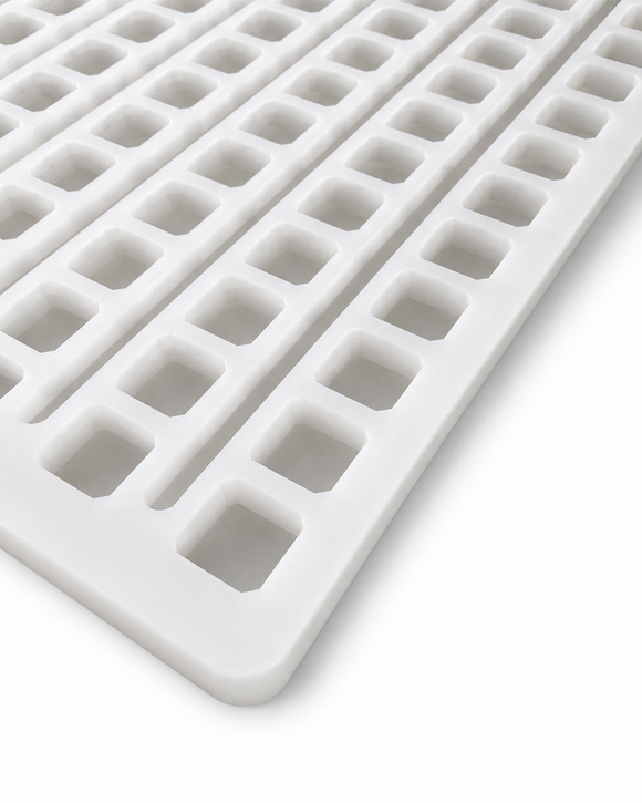 2.3mL universal depositor cube mold with 136 cavities angled view