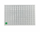 Stampo per caramelle gommose a fungo da 3.5 mL - 140 cavità - vista orizzontale, con caramelle gommose verde smeraldo