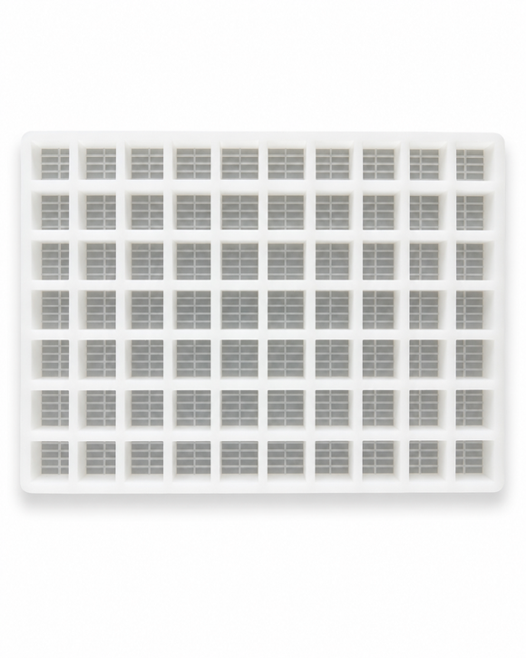 Top view of 7.4mL brick gummy mold with 70 cavities