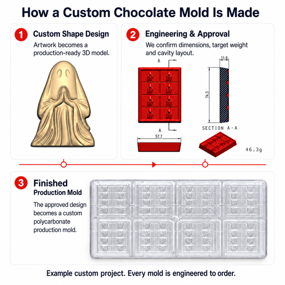 Stampo per cioccolato personalizzato - progetto 3D, in policarbonato